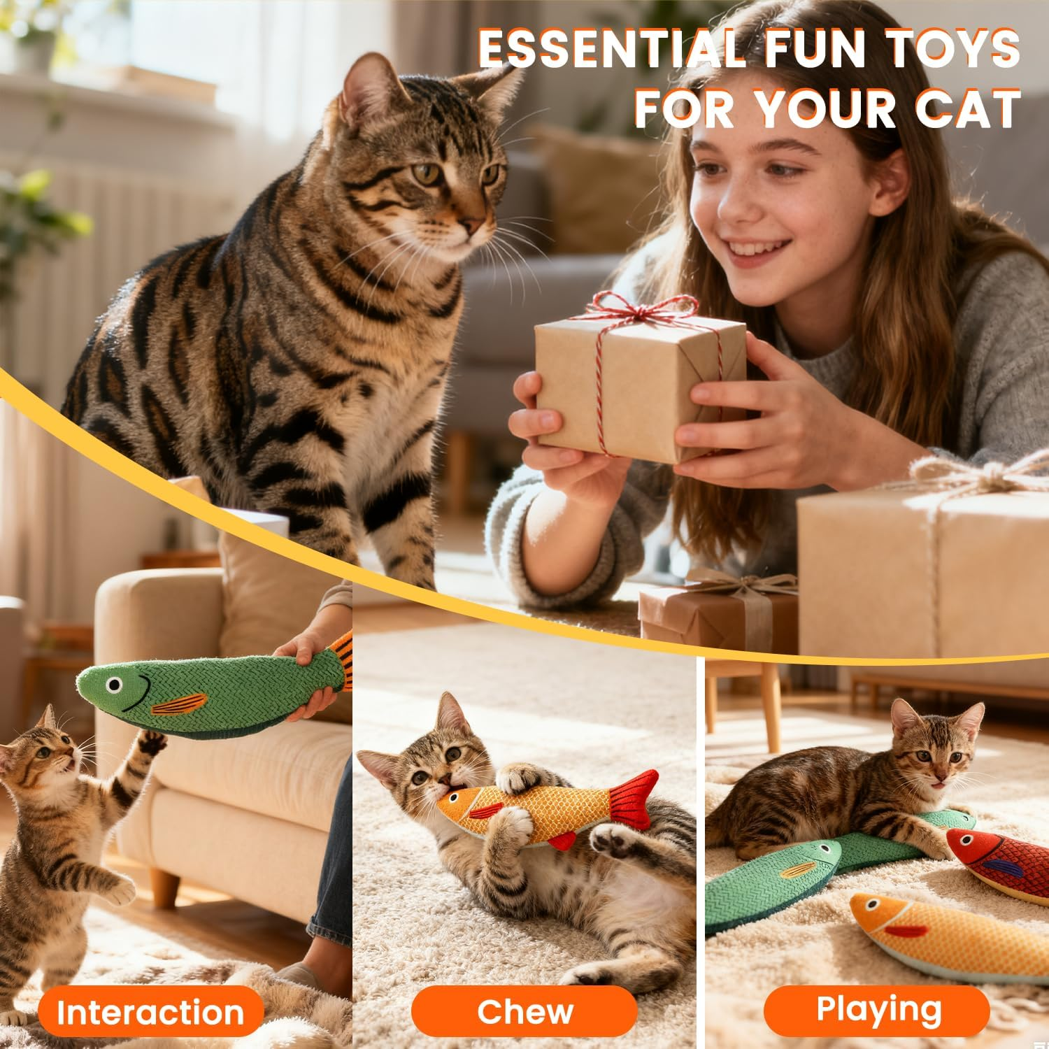 Catnip Fish Toy - Realistic Interactive Cat Teaser