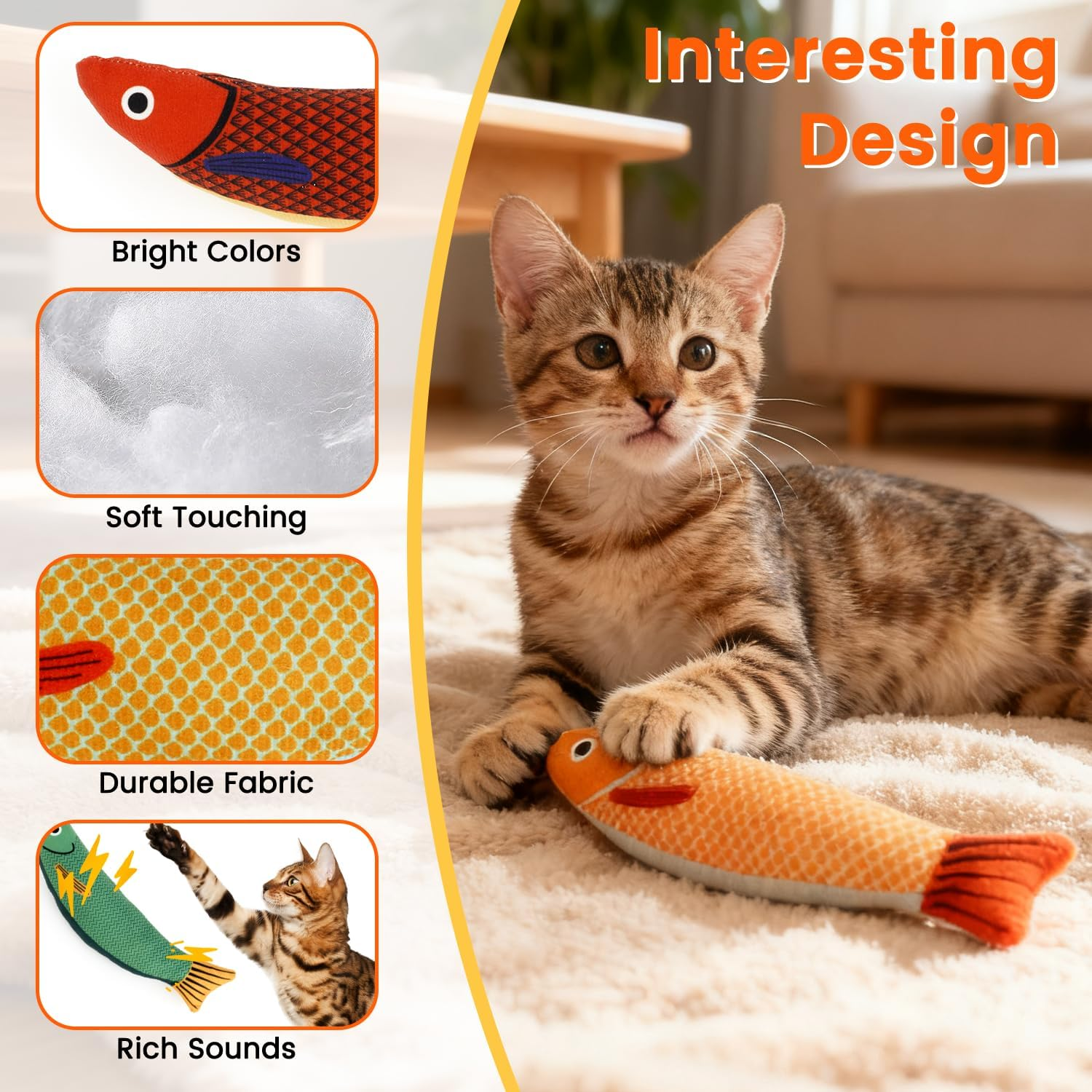 Catnip Fish Toy - Realistic Interactive Cat Teaser