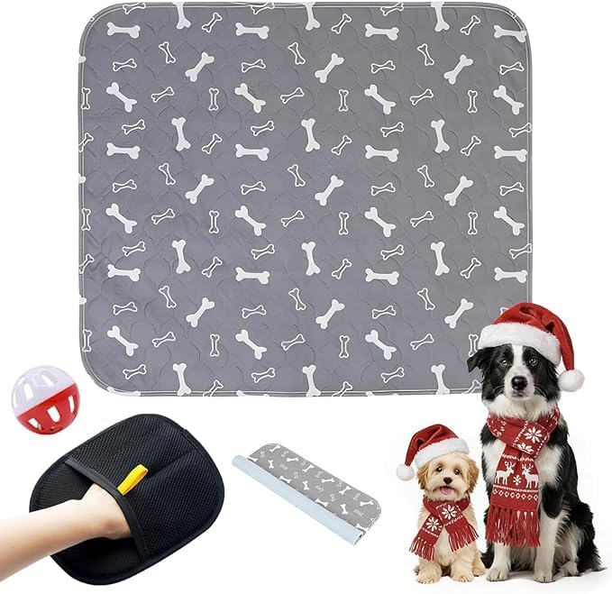 2PC Washable Puppy Training Pads with Pheromones - Leak-Proof, Odor-Control, Non-Slip for Dogs & Cats (with Pet Hair Removal Gloves)