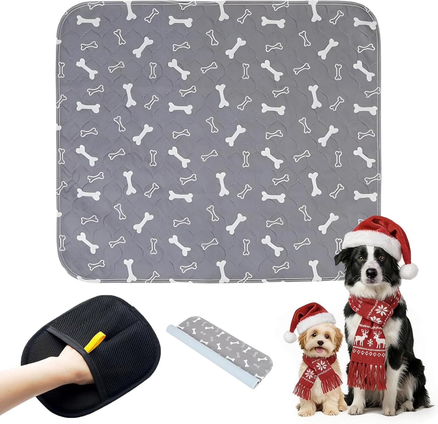 2PC Washable Puppy Training Pads with Pheromones - Leak-Proof, Odor-Control, Non-Slip for Dogs & Cats (with Pet Hair Removal Gloves)