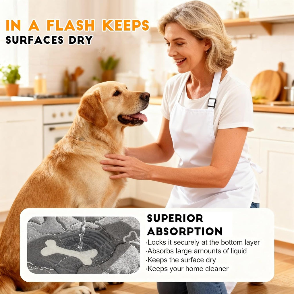 2PC Washable Puppy Training Pads with Pheromones - Leak-Proof, Odor-Control, Non-Slip for Dogs & Cats (with Pet Hair Removal Gloves)