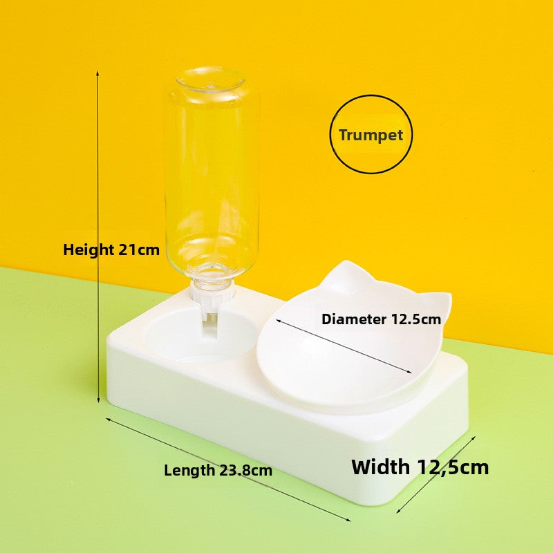 Dual Bowl Cat Feeder - Automatic Gravity Water Dispenser & Food Bowl with Anti-Tip Design