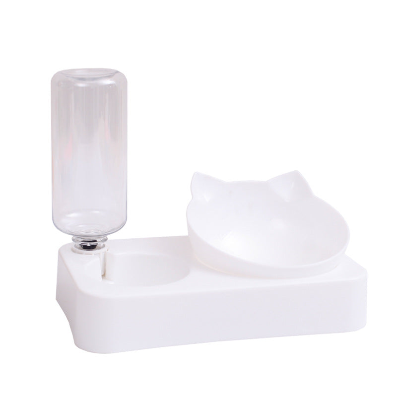 Dual Bowl Cat Feeder - Automatic Gravity Water Dispenser & Food Bowl with Anti-Tip Design