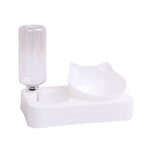 Dual Bowl Cat Feeder - Automatic Gravity Water Dispenser & Food Bowl with Anti-Tip Design