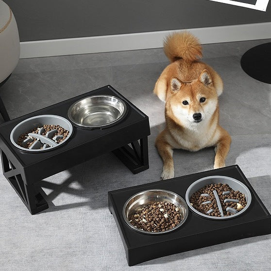 Double Elevated Pet Feeding Bowl | Stainless Steel Vertical Dog Cat Bowl
