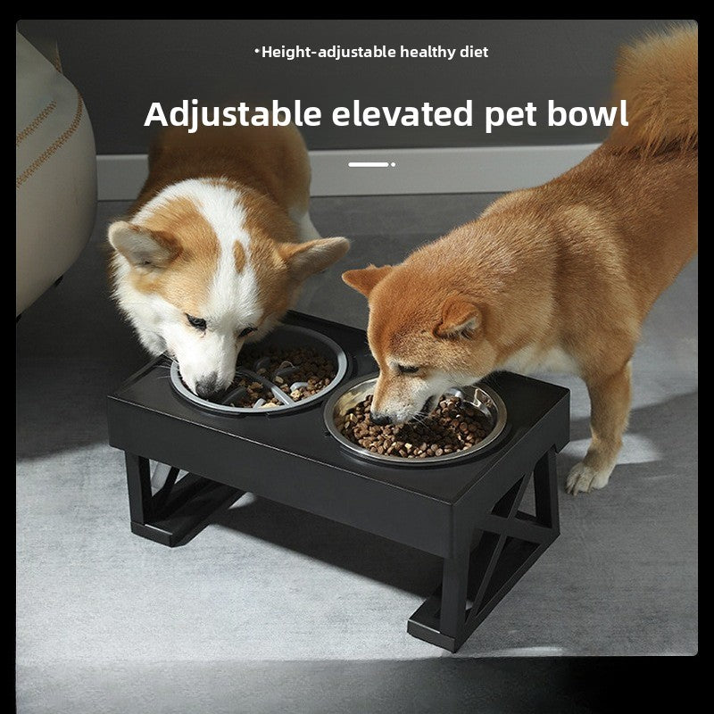 Double Elevated Pet Feeding Bowl | Stainless Steel Vertical Dog Cat Bowl