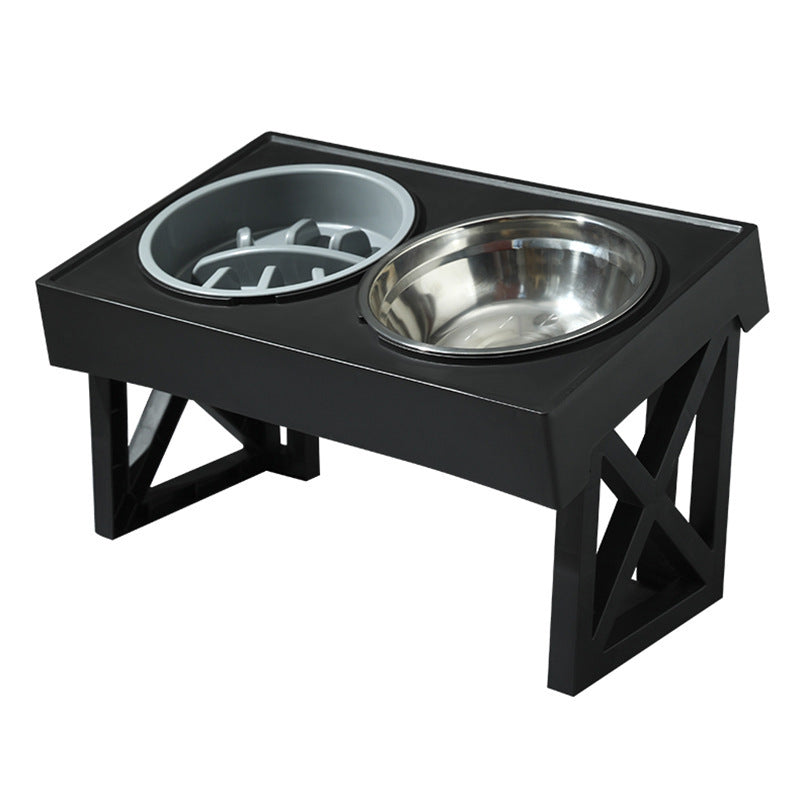 Pet Dog Bowl Cat Bowl Stainless Steel Dog and Cat Food Bowl Vertical Feeder Elevated Double Pet Feeding Bowl Pet Supplies