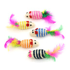 Sisal Mouse Cat Toy with Feathers & Sound | Interactive Training Toy
