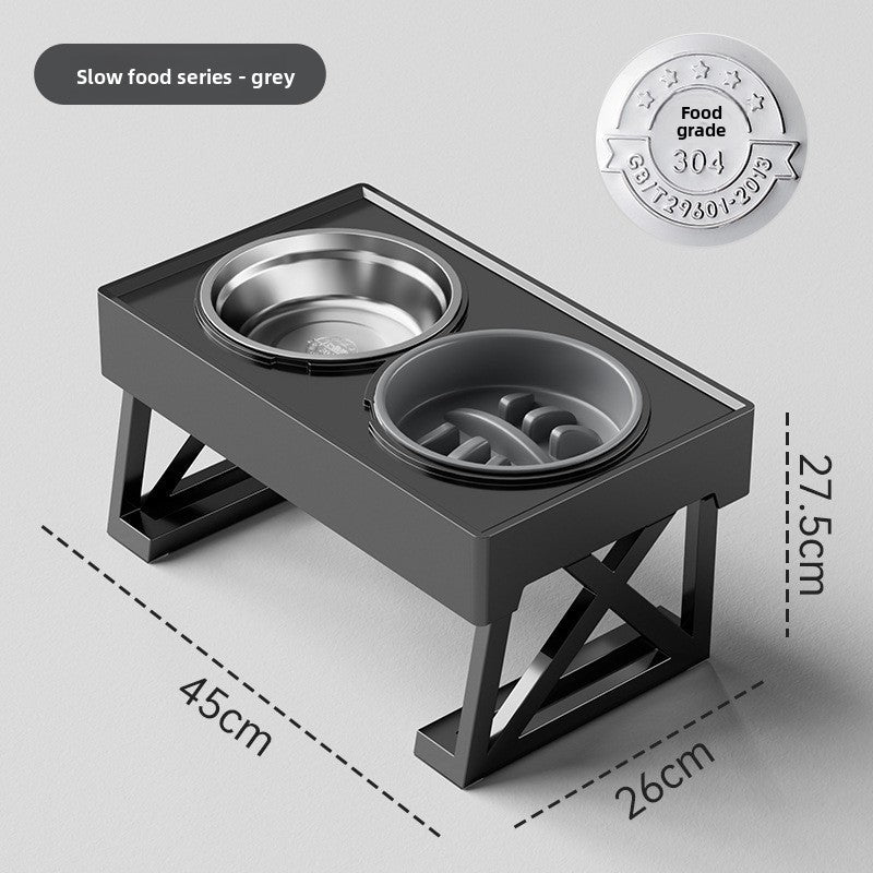 Pet Dog Bowl Cat Bowl Stainless Steel Dog and Cat Food Bowl Vertical Feeder Elevated Double Pet Feeding Bowl Pet Supplies