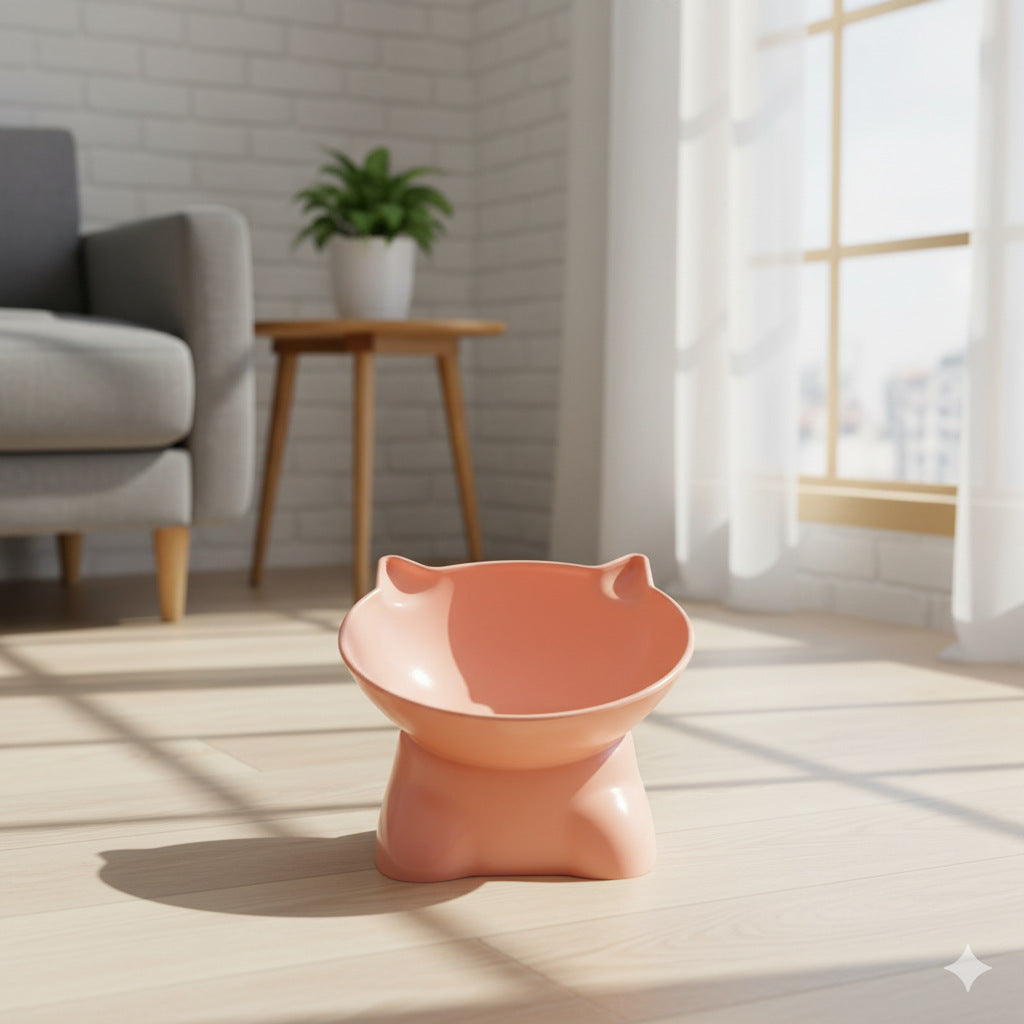 Elevated Stainless Steel Pet Bowl - Ergonomic Raised Cat Dog Feeder with Anti-Slip Base