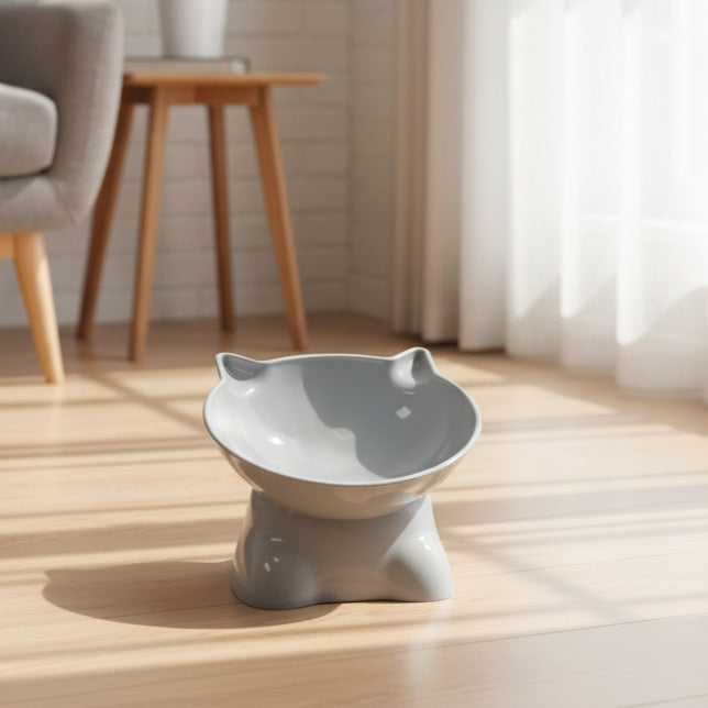 Elevated Stainless Steel Pet Bowl - Ergonomic Raised Cat Dog Feeder with Anti-Slip Base
