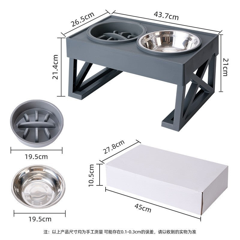 Pet Dog Bowl Cat Bowl Stainless Steel Dog and Cat Food Bowl Vertical Feeder Elevated Double Pet Feeding Bowl Pet Supplies