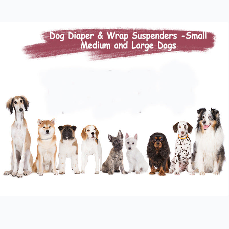 Adjustable Dog Diaper Bands - No-Slide Suspender Clips for Secure Fit, 3 Sizes