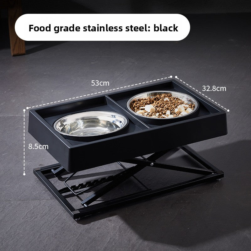 Pet Dog Bowl Cat Bowl Stainless Steel Dog and Cat Food Bowl Vertical Feeder Elevated Double Pet Feeding Bowl Pet Supplies