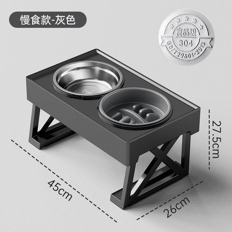 Pet Dog Bowl Cat Bowl Stainless Steel Dog and Cat Food Bowl Vertical Feeder Elevated Double Pet Feeding Bowl Pet Supplies