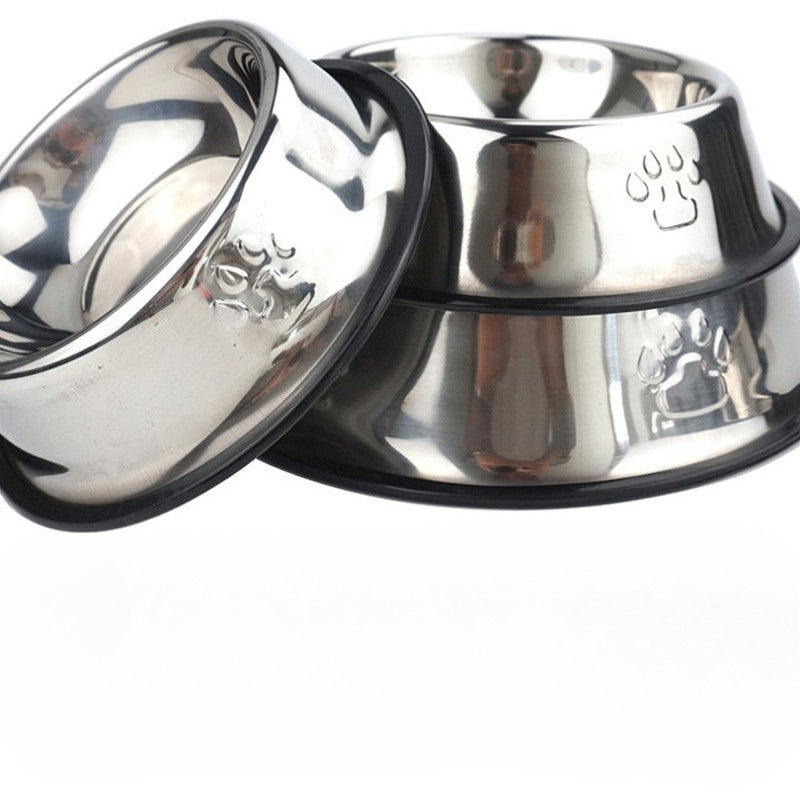 Non-Slip Stainless Steel Dog & Cat Bowl | Large Pet Food Basin
