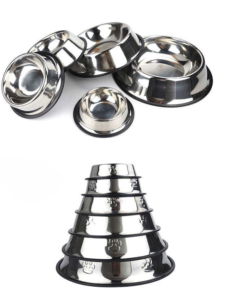 Non-Slip Stainless Steel Dog & Cat Bowl | Large Pet Food Basin